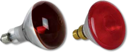 червоні дзеркальні (практично не придатні для освітлення, однак виділяють більше тепла), до них відносяться дзеркальна червона лампа ІКЗК-125 Вт і ІКЗК-250 Вт